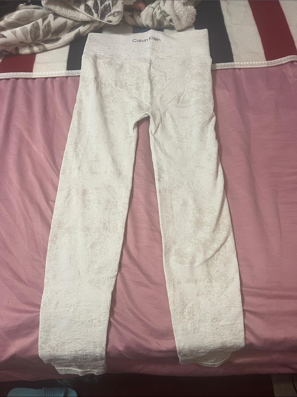 Calvin Klein Cream Textured Leggings